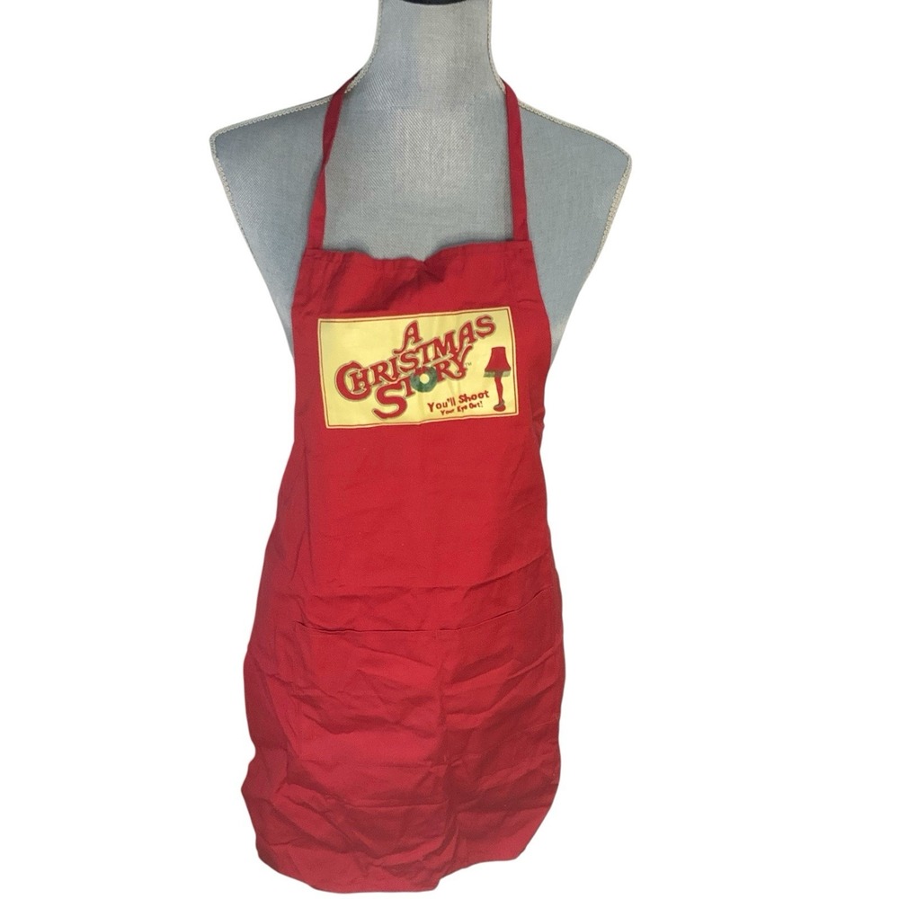 A Christmas Story Red Kitchen Apron w/‎ Pockets "You'll Shoot Your Eye Out!"